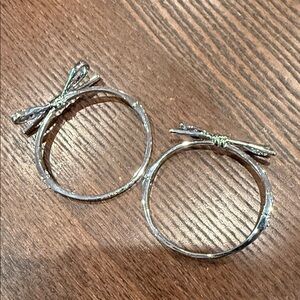 (2) Kate Spade Silver Bow Accent Bangles- like new missing tags
